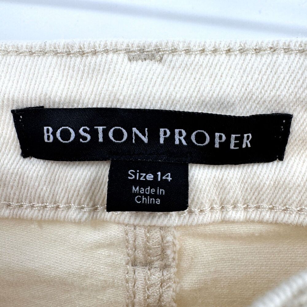 NWOT BOSTON PROPER Mixed Wood Beaded Ankle Zip High Rise Jeans Pants Size 14 - Picture 8 of 9